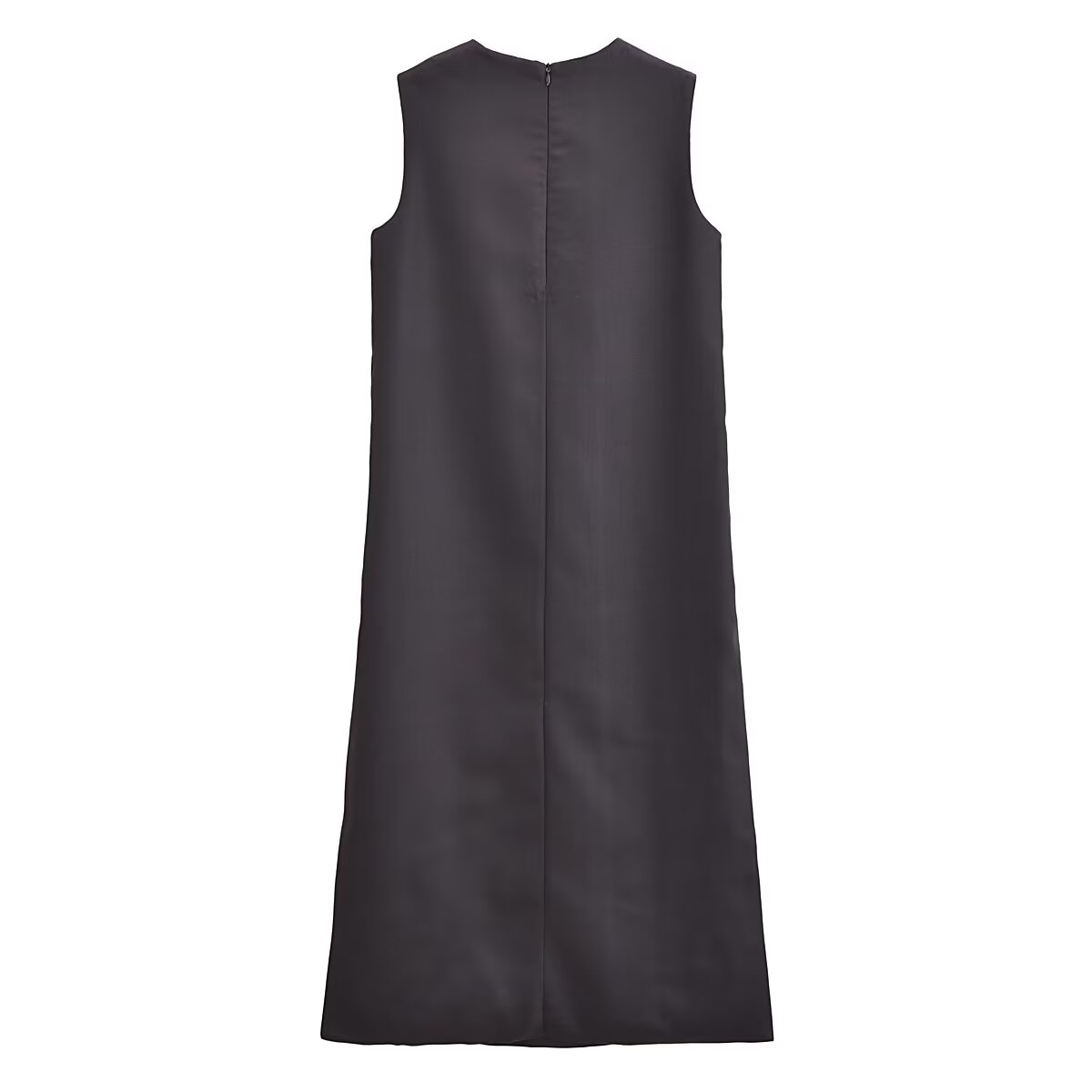 Commuting Elegant Split Straight round Neck Sleeveless Minimalist Long Vest Dress