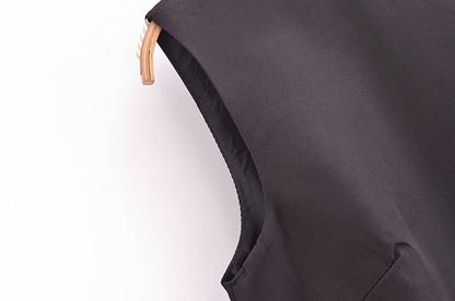 Commuting Elegant Split Straight round Neck Sleeveless Minimalist Long Vest Dress