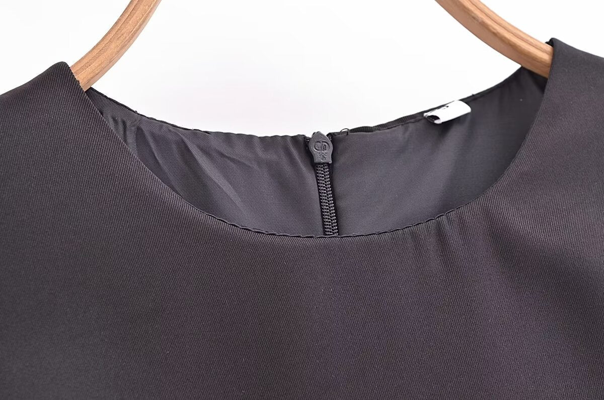 Commuting Elegant Split Straight round Neck Sleeveless Minimalist Long Vest Dress