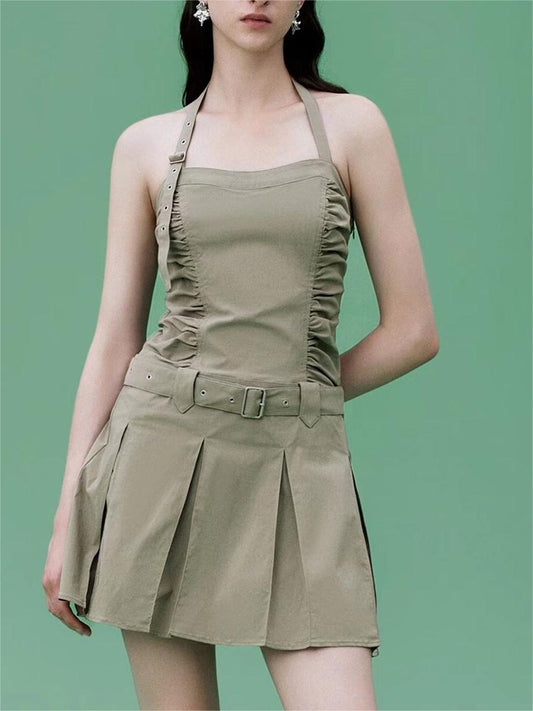 Spring Women Tooling Pleated Pleated Dress