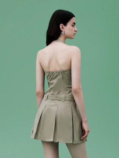 Spring Women Tooling Pleated Pleated Dress