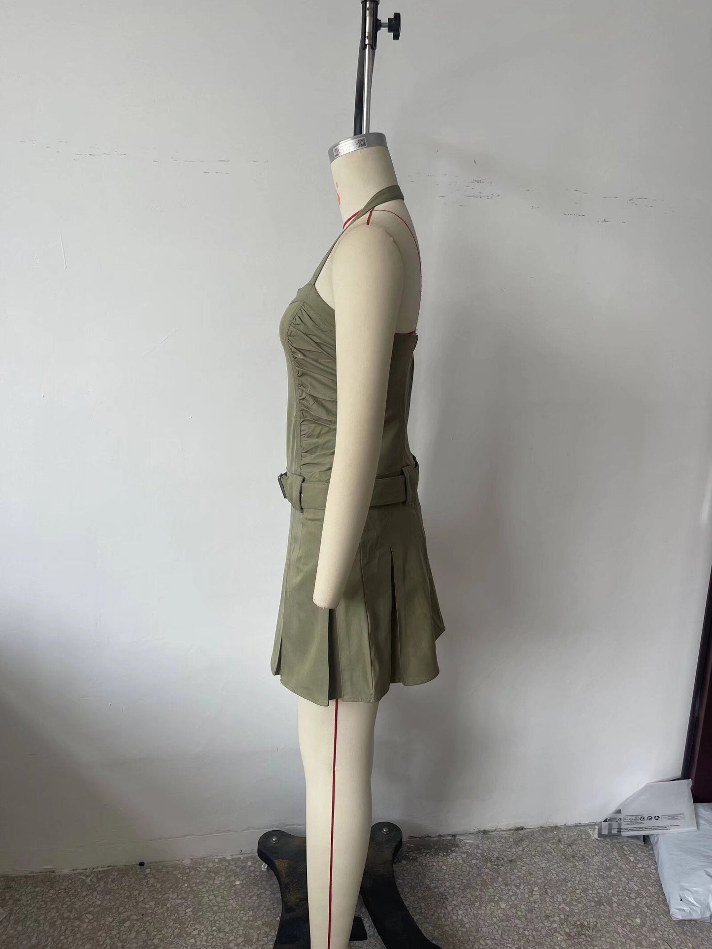 Spring Women Tooling Pleated Pleated Dress