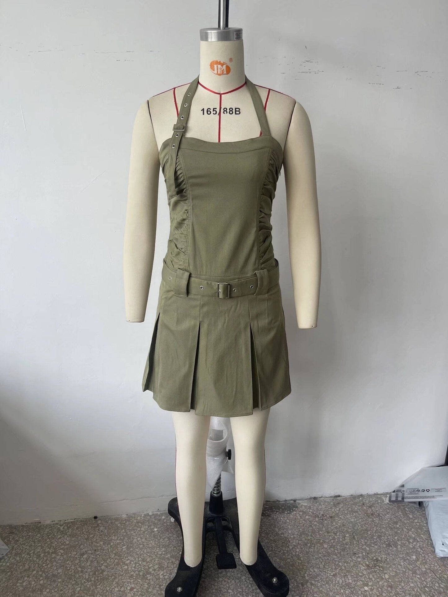Spring Women Tooling Pleated Pleated Dress