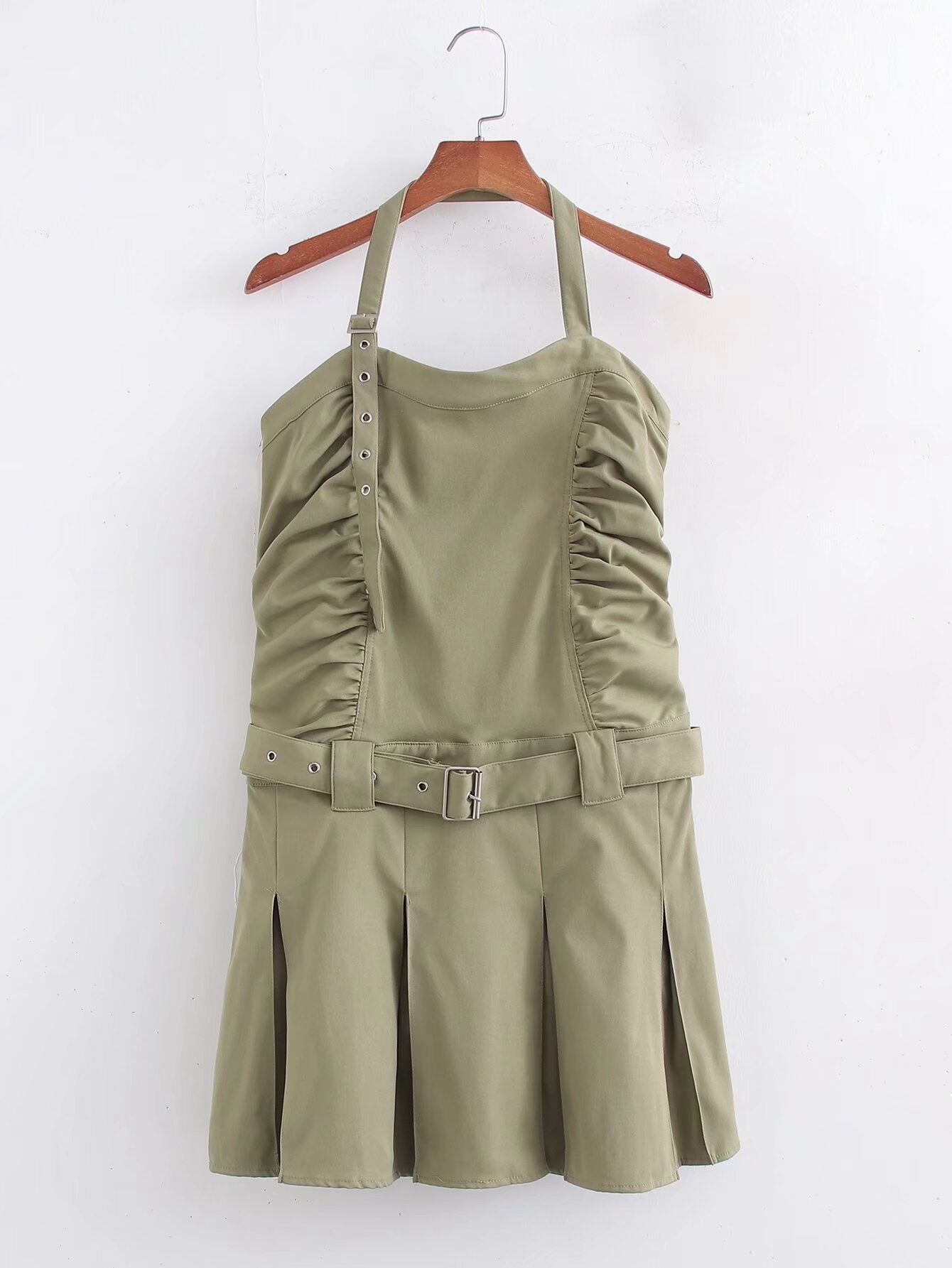 Spring Women Tooling Pleated Pleated Dress
