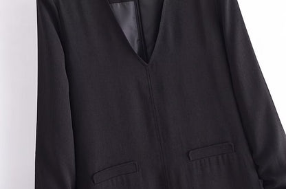 Spring Elegant Casual Belt Padded Shoulder V neck Long Sleeve Mini Dress
