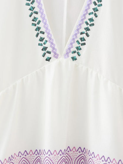 Winter Women Clothing Loose Sequin Embroidery Tassel Decorative Dress