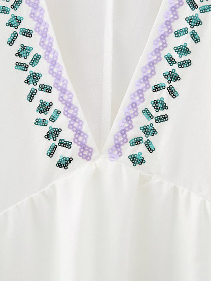 Winter Women Clothing Loose Sequin Embroidery Tassel Decorative Dress
