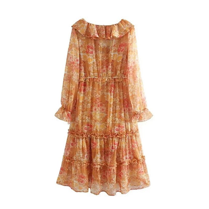 Winter Women Clothing Casual Solid Color Spaghetti Strap Floral Print Dress Two Piece Set