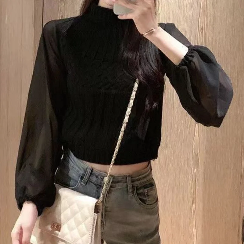 Chaleco de punto moderno para mujer con mangas transparentes | Ideal para otoño/invierno