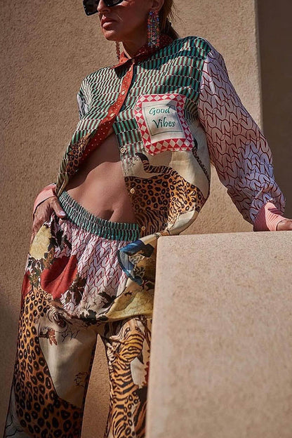 Conjunto casual con estampado de leopardo