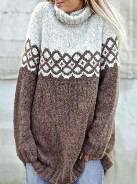 Jersey de cuello alto de cachemira marrón para mujer | Ideal para otoño/invierno