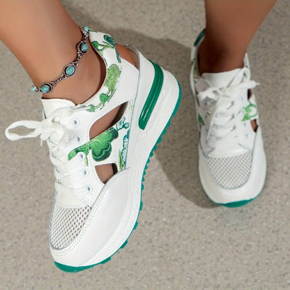 Women’s Stylish Floral Platform Sneakers with Cutout Design | Ideal for All Seasons
