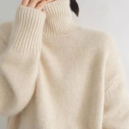 Jersey de punto de cuello alto de corte holgado para mujer | Ideal para otoño/invierno