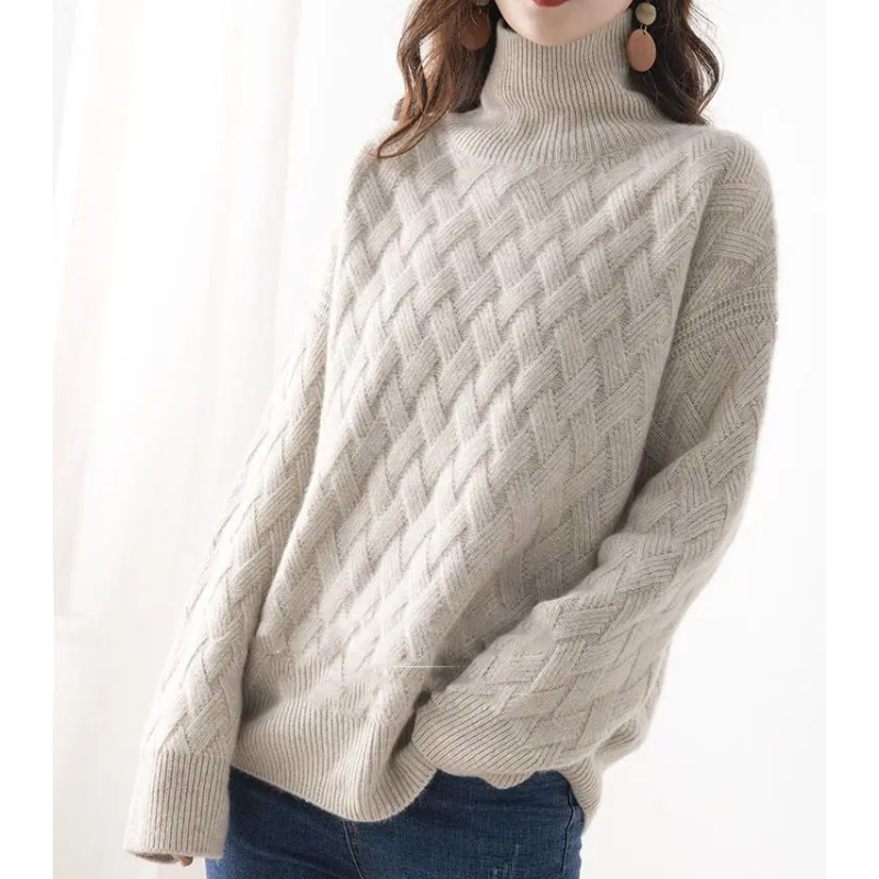 Jersey de punto grueso y moderno para mujer con estampado en zigzag | Ideal para otoño/invierno
