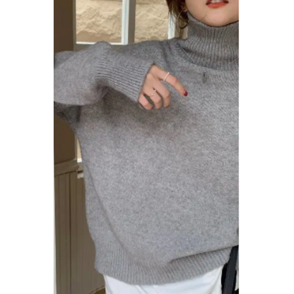 Jersey de punto holgado y suave con cuello alto para mujer | Ideal para otoño/invierno