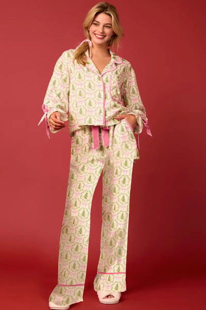 Conjunto largo de pijama con personajes navideños Sprint