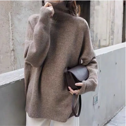 Jersey de cuello alto de punto suave y extragrande para mujer | Ideal para otoño/invierno