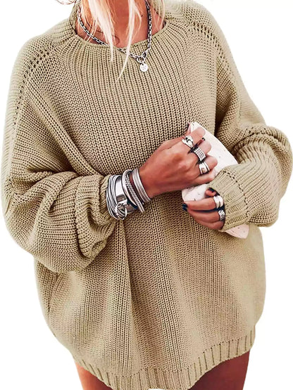 Conjunto de suéter de punto extragrande con mangas murciélago y minifalda con volantes