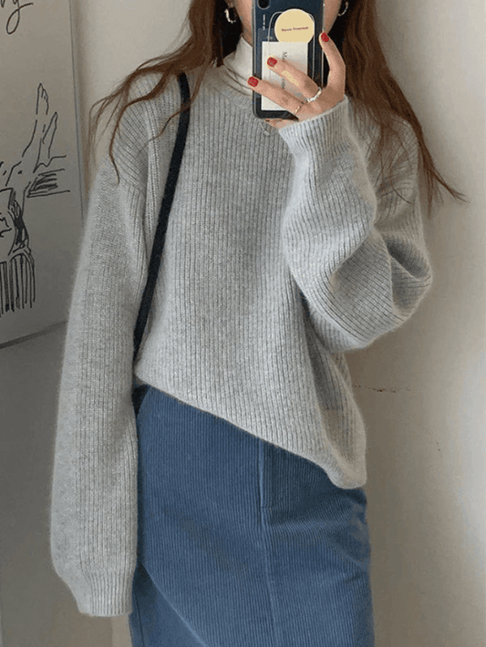 Jersey de punto oversize con cuello ancho para mujer | Ideal para otoño/invierno