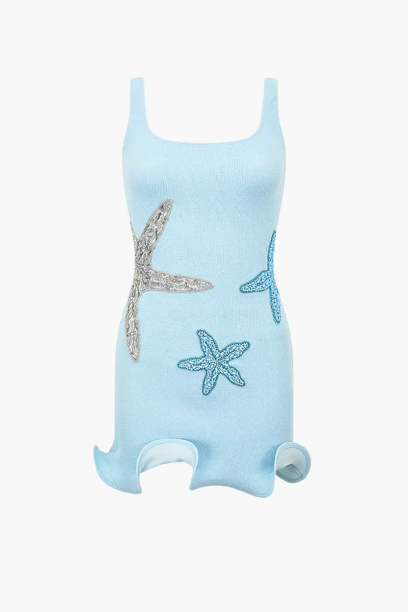 Minivestido de verano con adornos de estrellas de mar