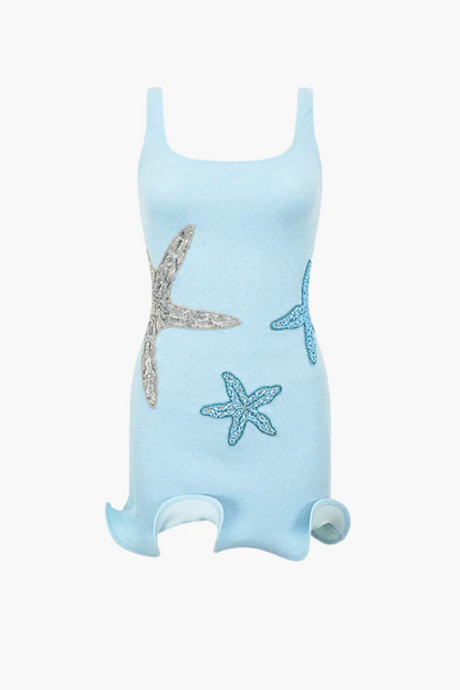 Minivestido de verano con adornos de estrellas de mar
