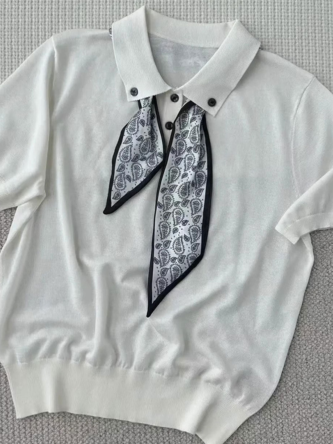 Maria Elegant Polo Collar Knitted Top