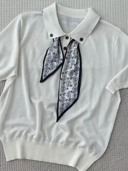 Maria Elegant Polo Collar Knitted Top