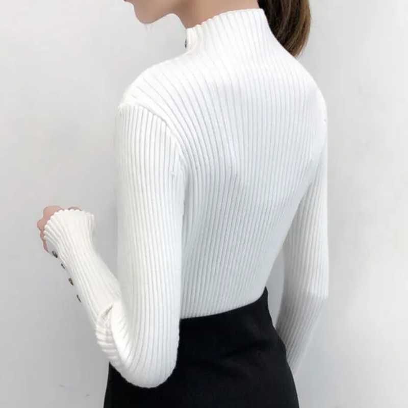 Jersey informal de punto de cuello alto para mujer | Ideal para otoño/invierno