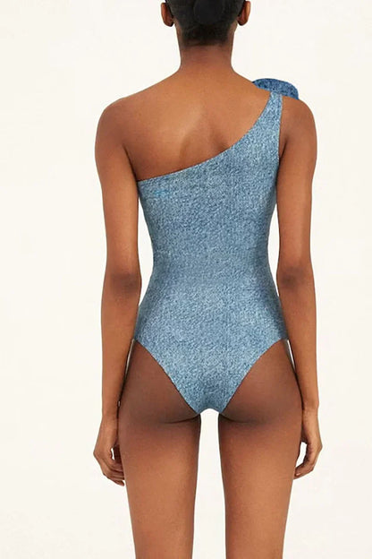 3D Floral One-Shoulder Sexy Monokini