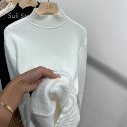 Jersey de cuello alto de polar suave para mujer | Ideal para otoño/invierno