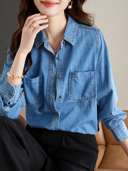 Madison Casual Lapel Denim Shirt
