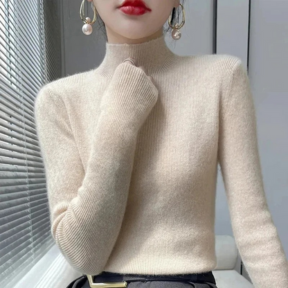 Jersey de cuello alto ajustado y grueso para mujer | Ideal para otoño/invierno
