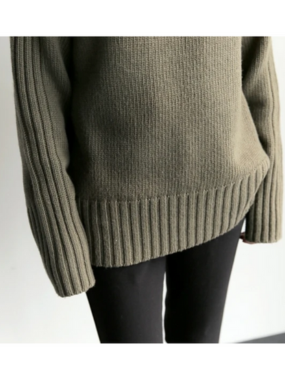 Jersey de cuello alto acanalado extragrande para mujer | Ideal para otoño/invierno
