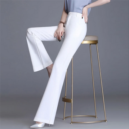 Women's Elegant Tight Fit High Waisted Flared Trousers | Ideal for All Seasons
