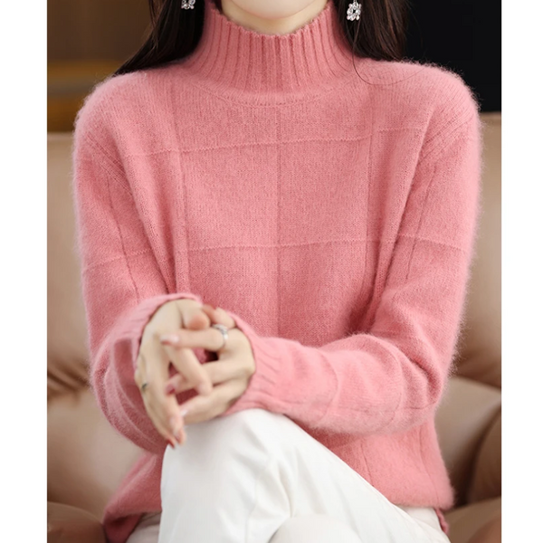 Jersey de cuello alto de punto trenzado holgado para mujer | Ideal para otoño/invierno