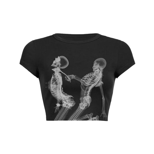 X-Ray Skeletons Crop Top Baby Tee  | Festival Outfits Women