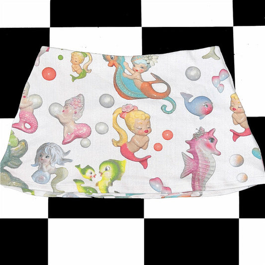 Y2K Clownfish Print Low-Waist Mini Skirt