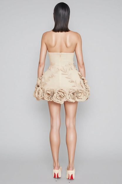 Freyae 3D Floral Puffy Mini Dress