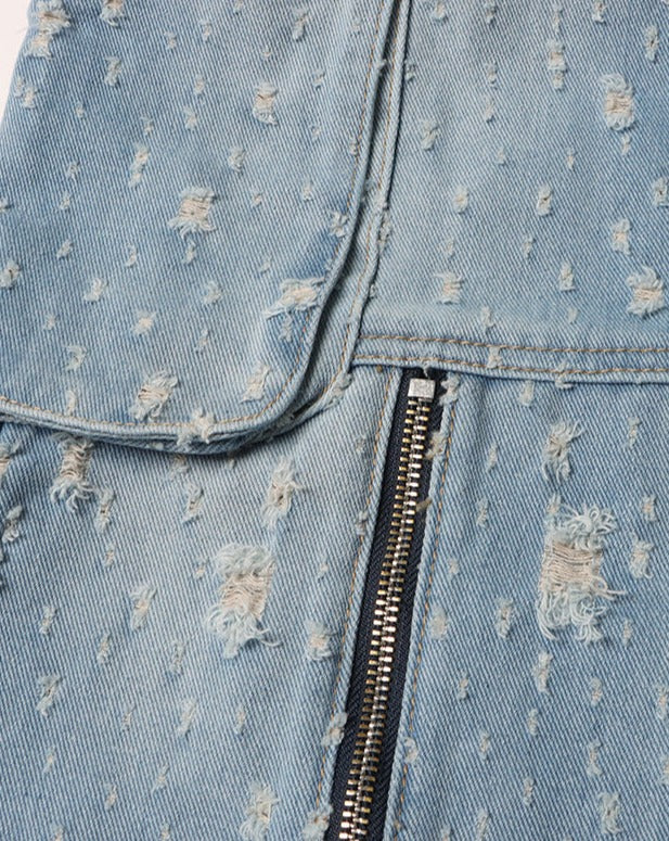 High Waist Loose Ripped Cargo Jeans