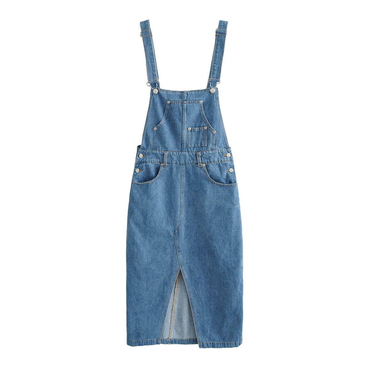 Spring Summer Casual Slit Hemline at Hem Denim Suspender Women