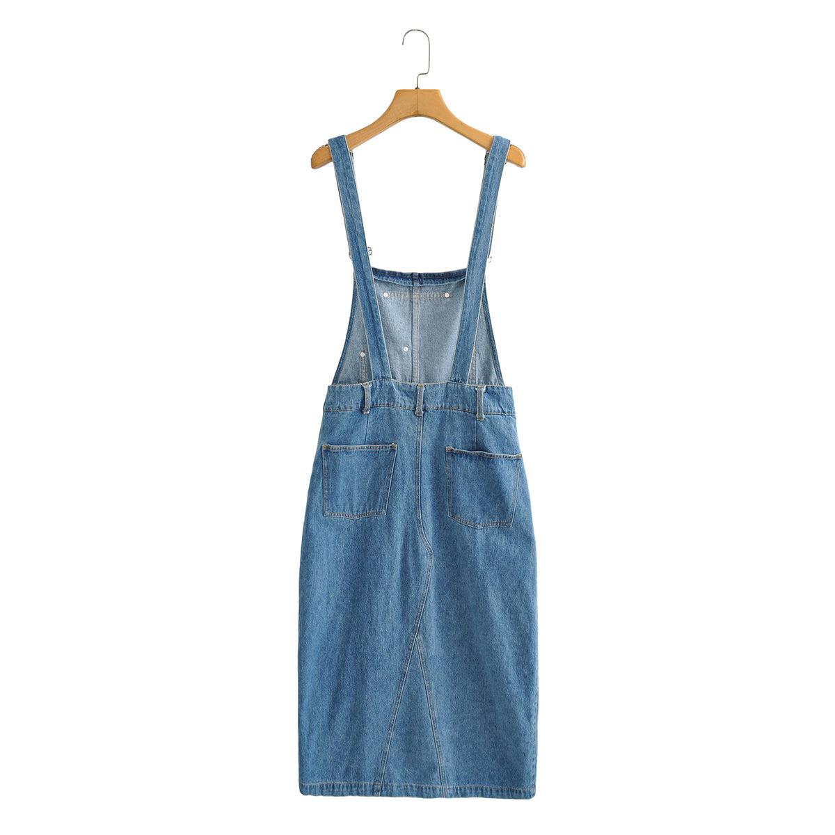 Spring Summer Casual Slit Hemline at Hem Denim Suspender Women