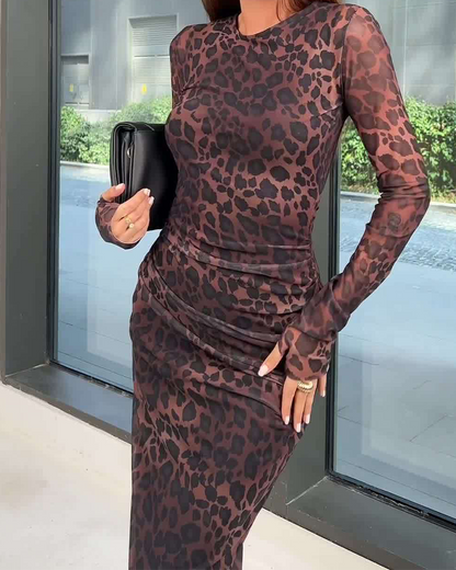 Printed Leopard Print Waist Dress