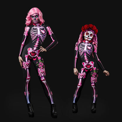 Halloween Costume Dance Horror Skull Parent Jumpsuit for Women