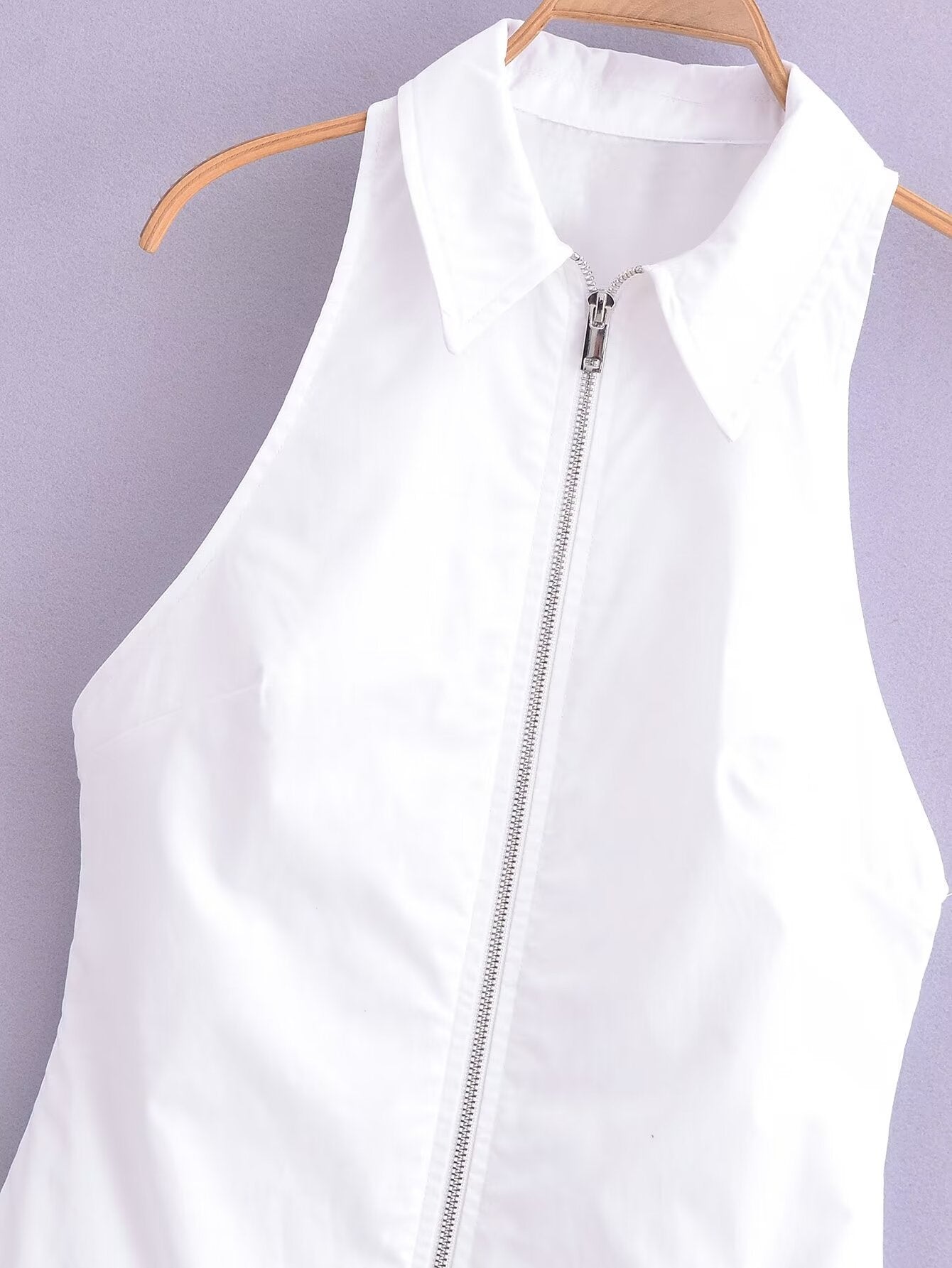 Women Clothing Summer Sexy Collared off the Shoulder Long Zipper Dress Women