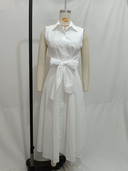 Spring Women Clothing Fashionable Casual Simple Poplin Shirt Dress