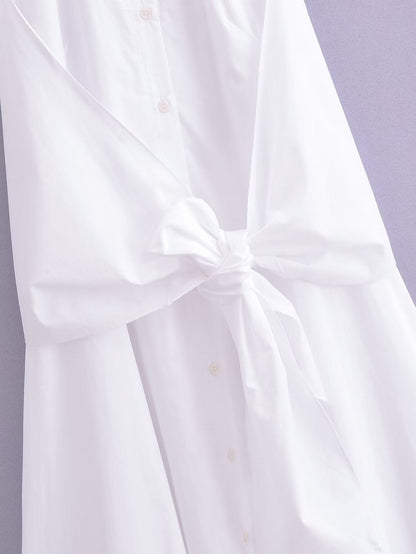 Spring Women Clothing Fashionable Casual Simple Poplin Shirt Dress