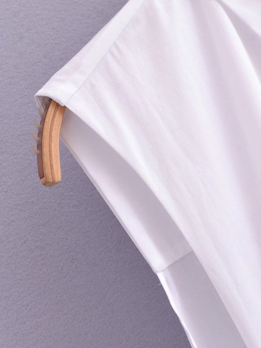 Spring Women Clothing Fashionable Casual Simple Poplin Shirt Dress