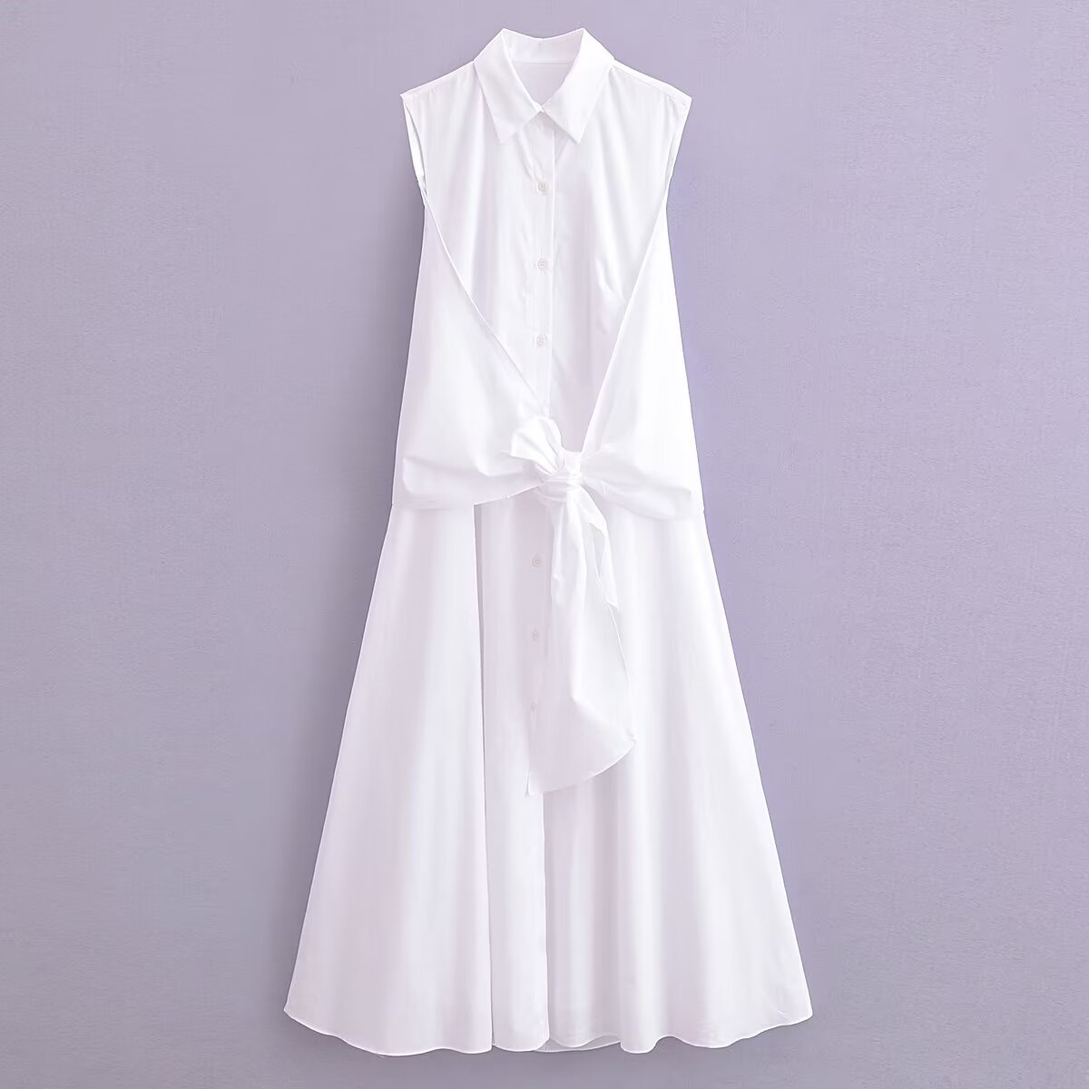 Spring Women Clothing Fashionable Casual Simple Poplin Shirt Dress