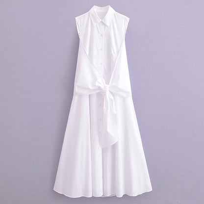 Spring Women Clothing Fashionable Casual Simple Poplin Shirt Dress