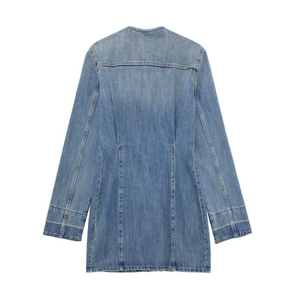Denim Women Spring Autumn Clothing Retro Long Sleeve Loose Casual Dress